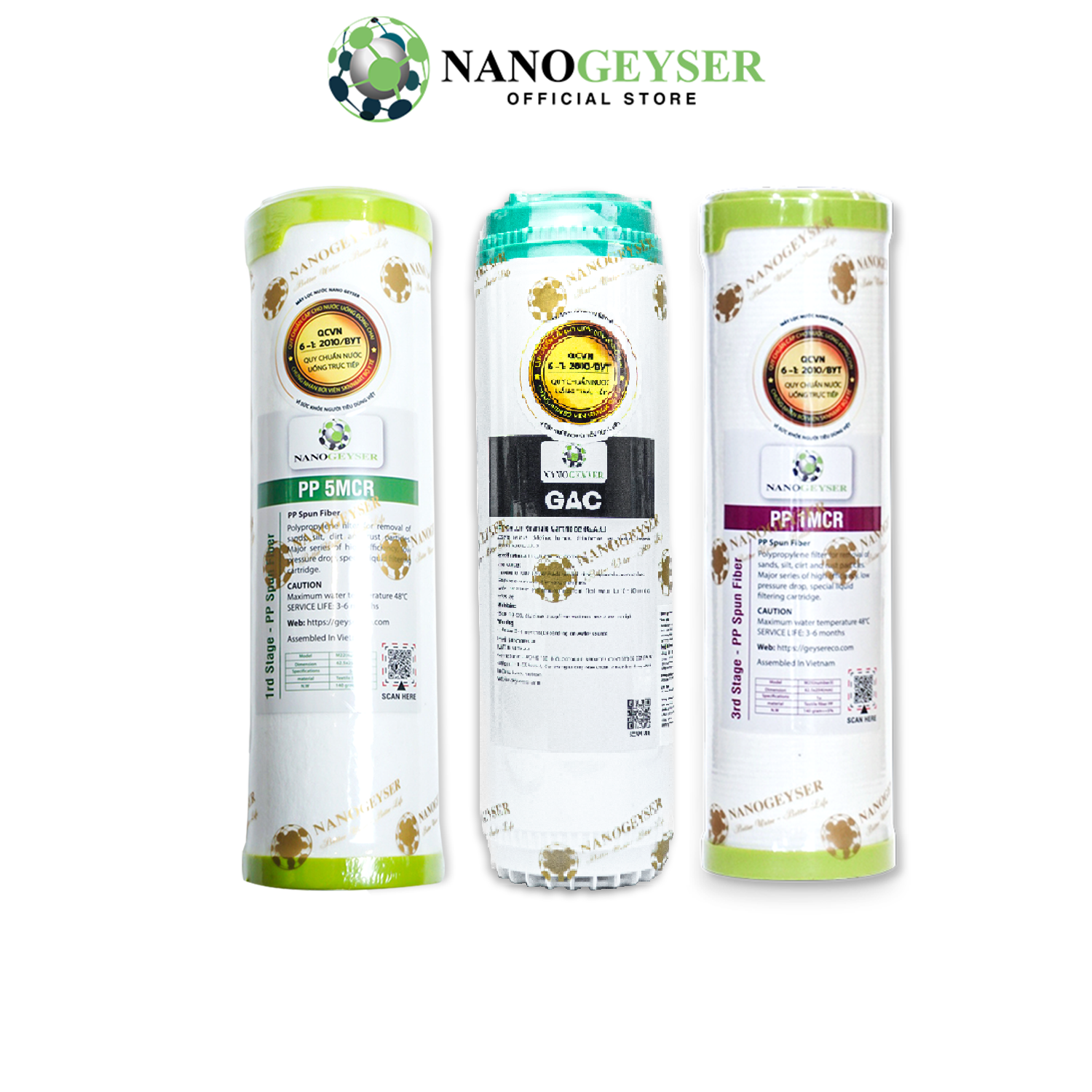 Bộ 3 lõi 123 RO - PP 5MCR, GAC, PP 1MCR