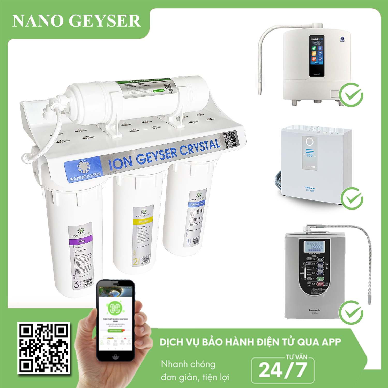 Bộ tiền lọc ION CRYSTAL 4 CẤP (Pp.2in1.gac,Cation,CBC,Disruptor TU)