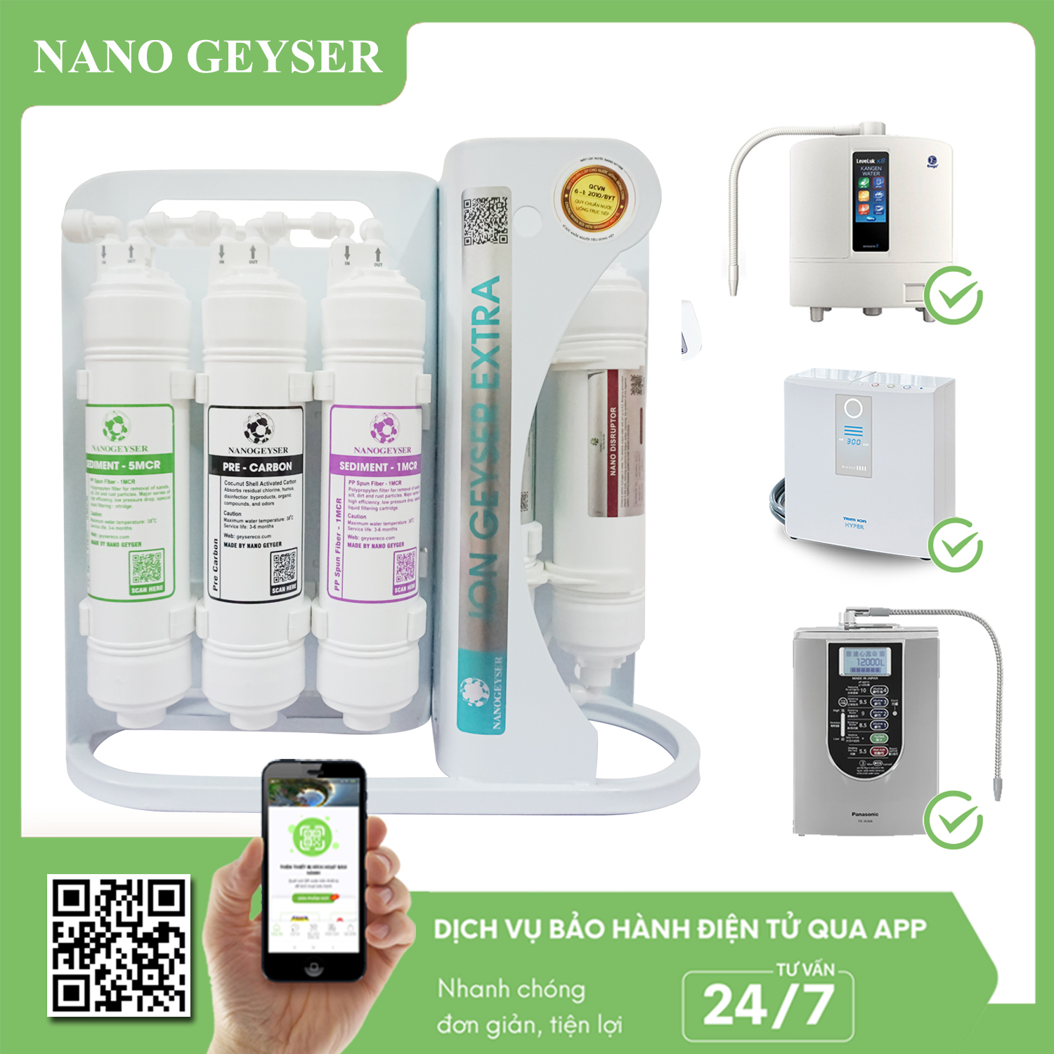 Bộ tiền xử lý cho máy Ion kiềm - Ion Geyser Extra Nano Geyser - Chuyên xử lý nước cứng