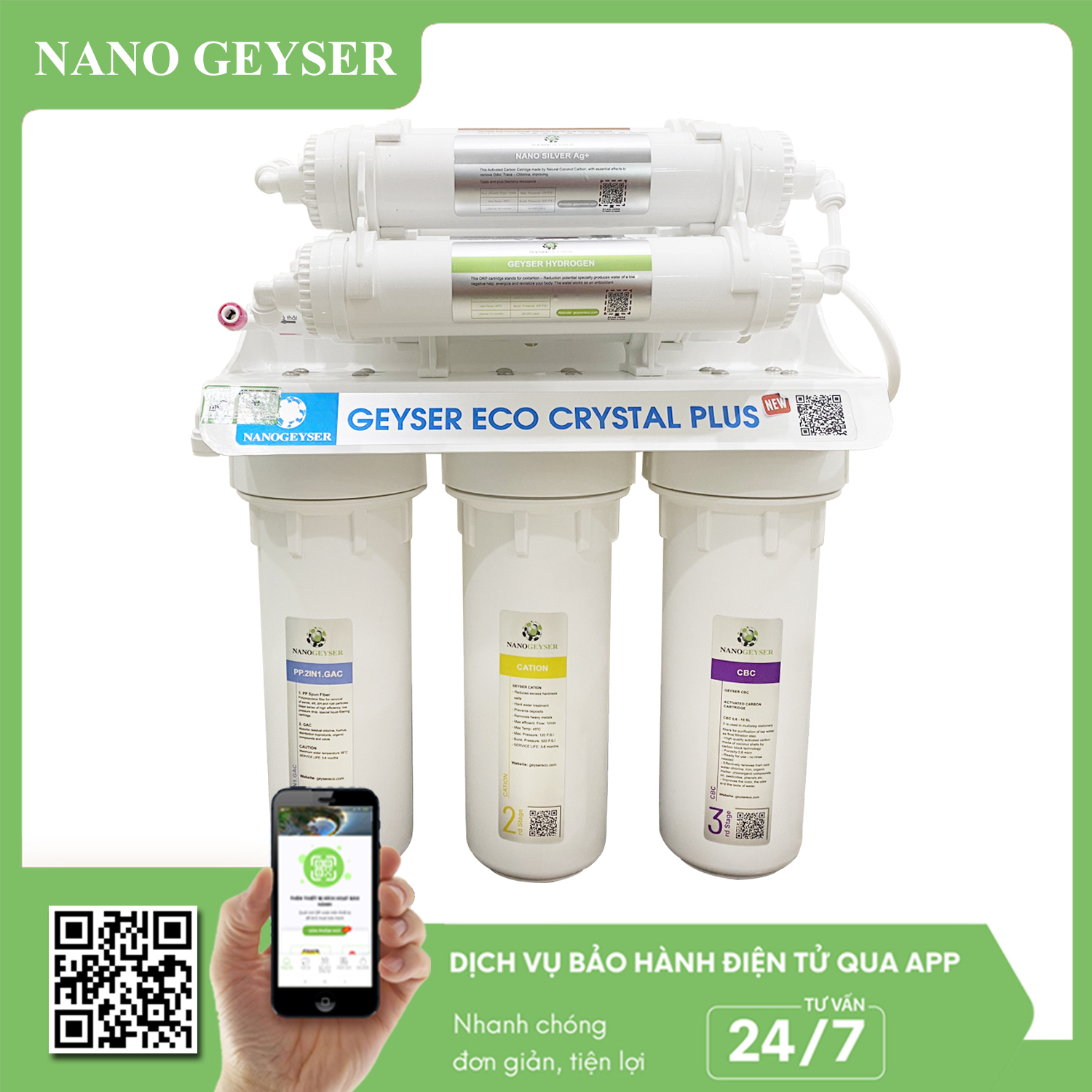 Máy lọc nước Geyser Eco Crystal Plus 8 cấp - NEW 2024