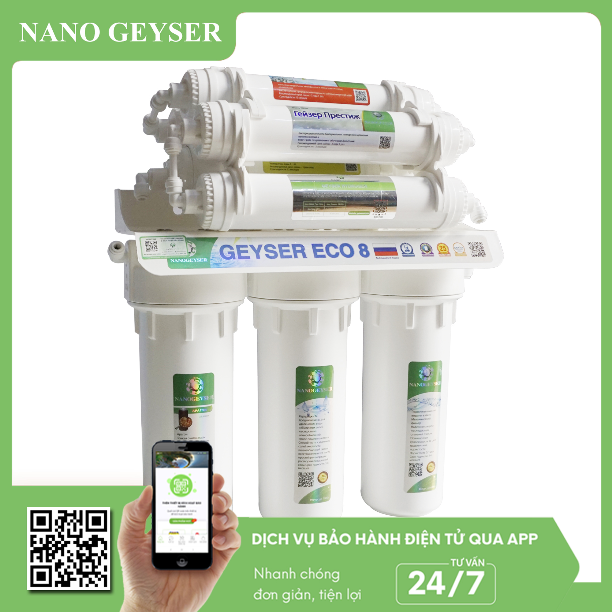 Máy lọc nước Nano Geyser Eco 8 cấp lọc
