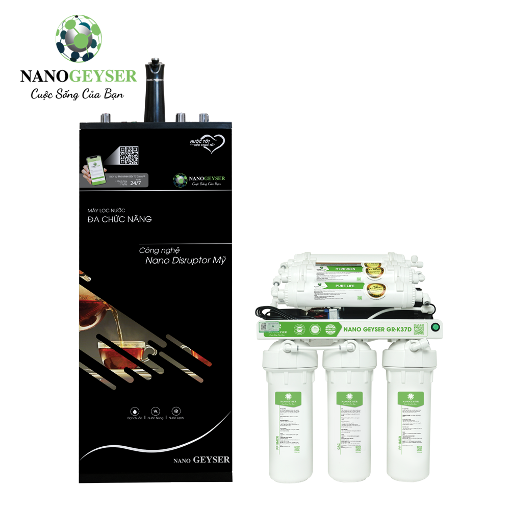 Máy lọc nước Nano Geyser nóng - lạnh - nguội RO 10 cấp lọc GR-K37D