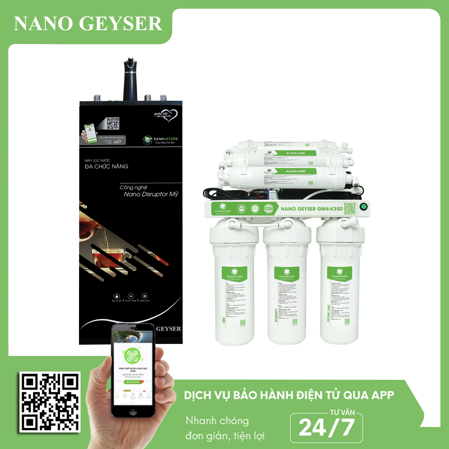 Máy lọc nước nóng lạnh nguội Nano Geyser GM4-K35D