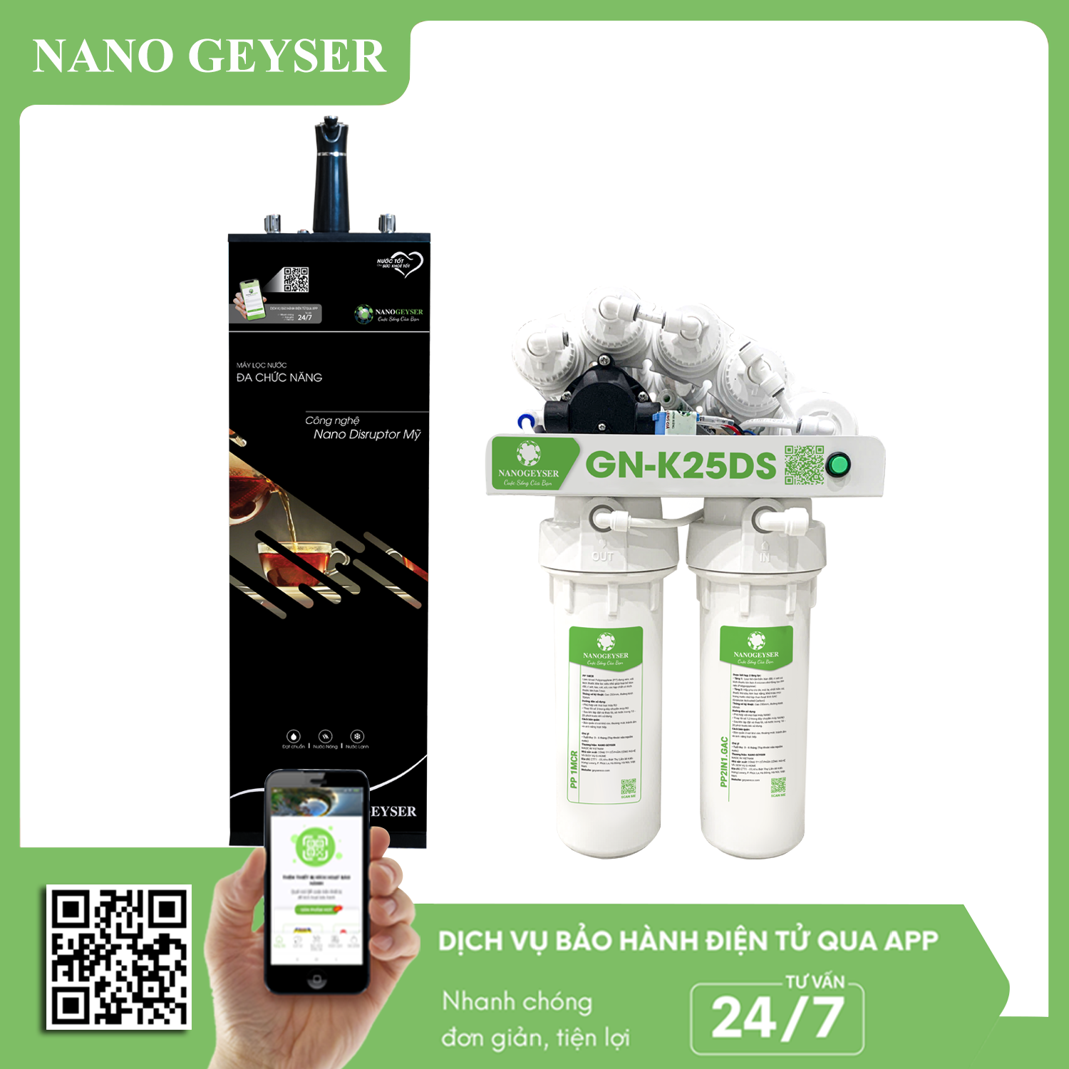 Máy lọc nước nóng nguội Nano Geyser GN-K25DS